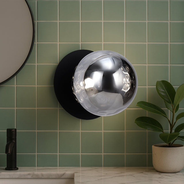 Odessa Large Molten Ripple LED Wall Light 8.5W 4000K Smoky & Matt Black - LM002WL063