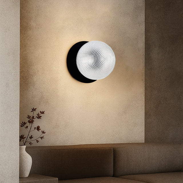 Odessa Large Diamond Cut LED Wall Light 8.5W 4000K Clear & Matt Black - LM002WL064