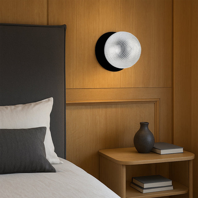 Odessa Large Diamond Cut LED Wall Light 8.5W 4000K Clear & Matt Black - LM002WL064