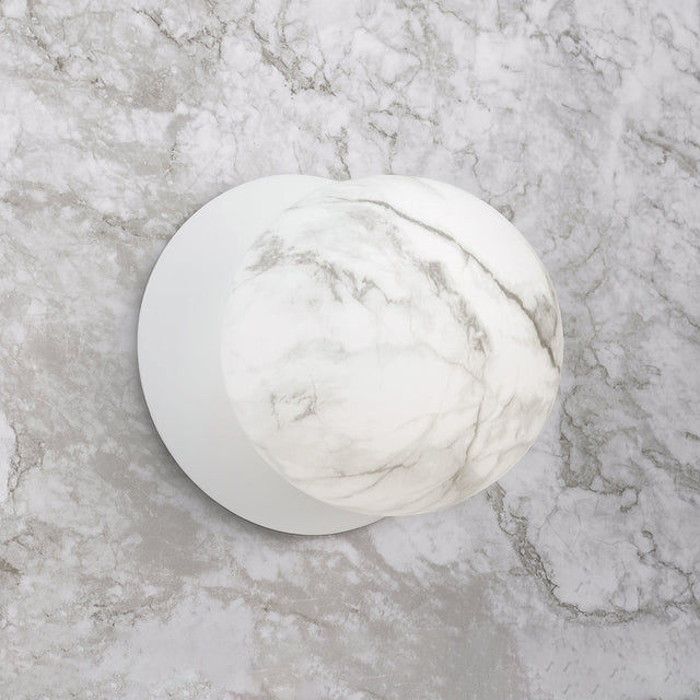 Odessa Large LED Wall Light 8.5W 4000K Marble Opal & Matt White - LM002WL066