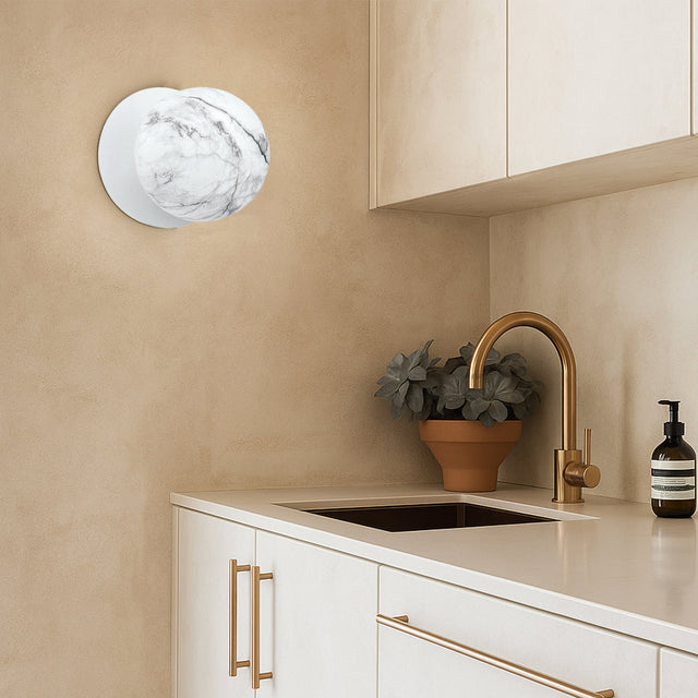 Odessa Large LED Wall Light 8.5W 4000K Marble Opal & Matt White - LM002WL066