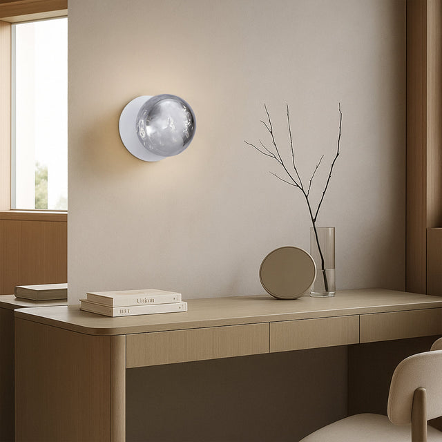 Odessa Large Molten Ripple LED Wall Light 8.5W 4000K Smoky & Matt White - LM002WL067