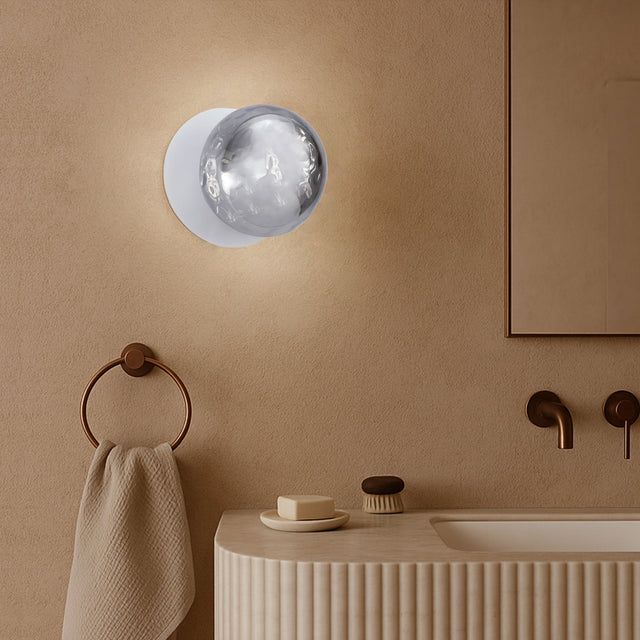 Odessa Large Molten Ripple LED Wall Light 8.5W 4000K Smoky & Matt White - LM002WL067