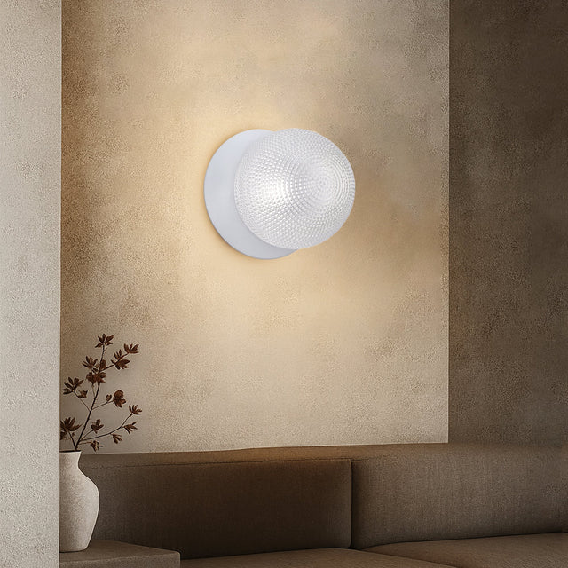 Odessa Large Diamond Cut LED Wall Light 8.5W 4000K Clear & Matt White - LM002WL068