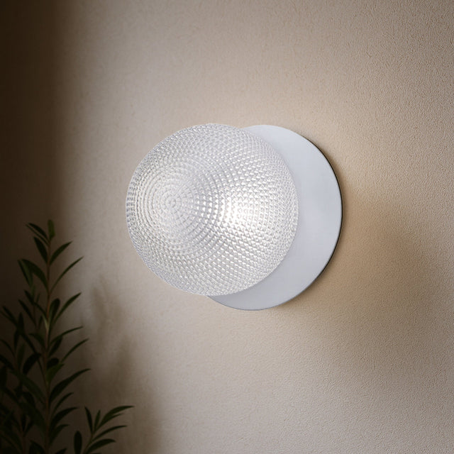 Odessa Large Diamond Cut LED Wall Light 8.5W 4000K Clear & Matt White - LM002WL068
