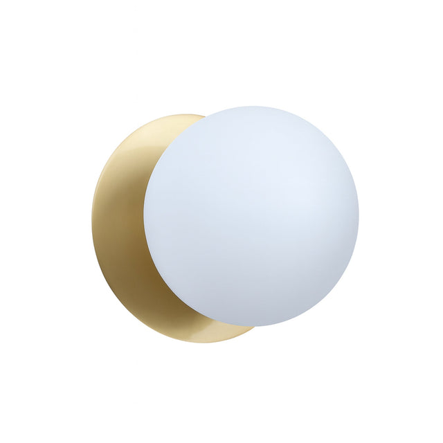 Odessa Large LED Wall Light 8.5W 4000K Frosted Opal & Brass - LM002WL073
