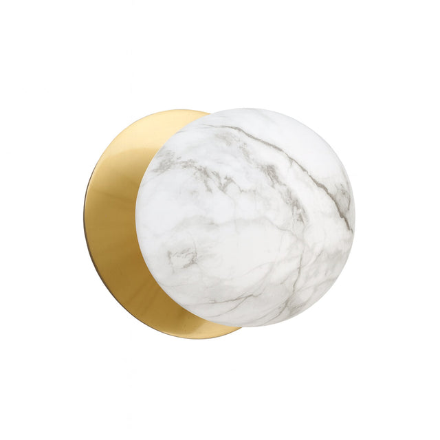 Odessa Large LED Wall Light 8.5W 4000K Marble Opal & Brass - LM002WL074