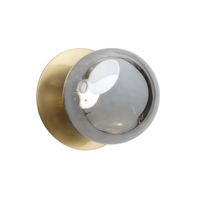 Odessa Large Molten Ripple LED Wall Light 8.5W 4000K Smoky & Brass - LM002WL075