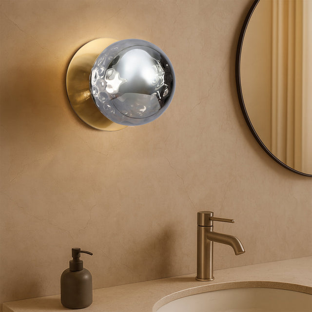 Odessa Large Molten Ripple LED Wall Light 8.5W 4000K Smoky & Brass - LM002WL075