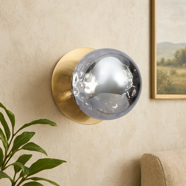Odessa Large Molten Ripple LED Wall Light 8.5W 4000K Smoky & Brass - LM002WL075