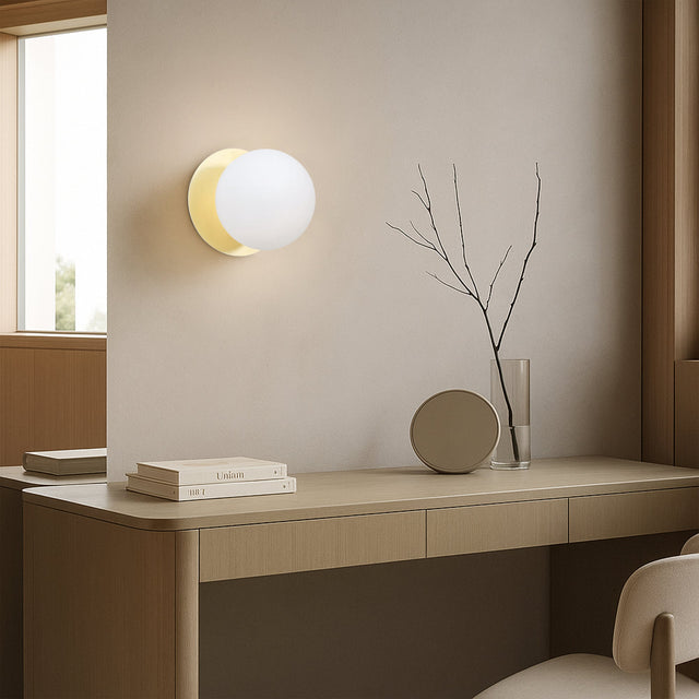 Odessa Large LED Wall Light 8.5W 4000K Frosted Opal & Gold - LM002WL077