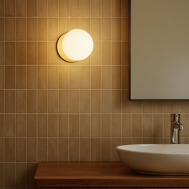 Odessa Large LED Wall Light 8.5W 4000K Frosted Opal & Gold - LM002WL077