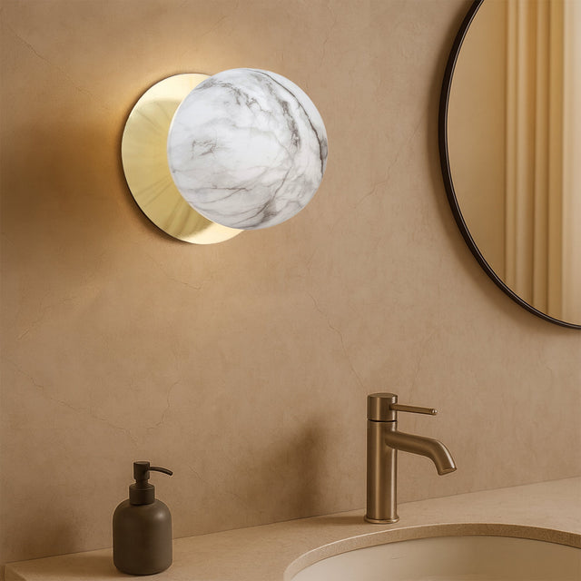 Odessa Large LED Wall Light 8.5W 4000K Marble Opal & Gold - LM002WL078