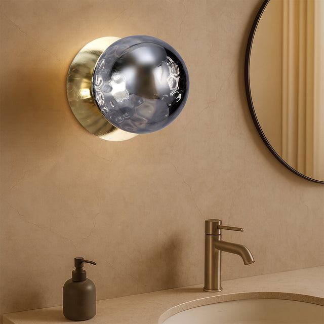 Odessa Large Molten Ripple LED Wall Light 8.5W 4000K Smoky & Gold - LM002WL079