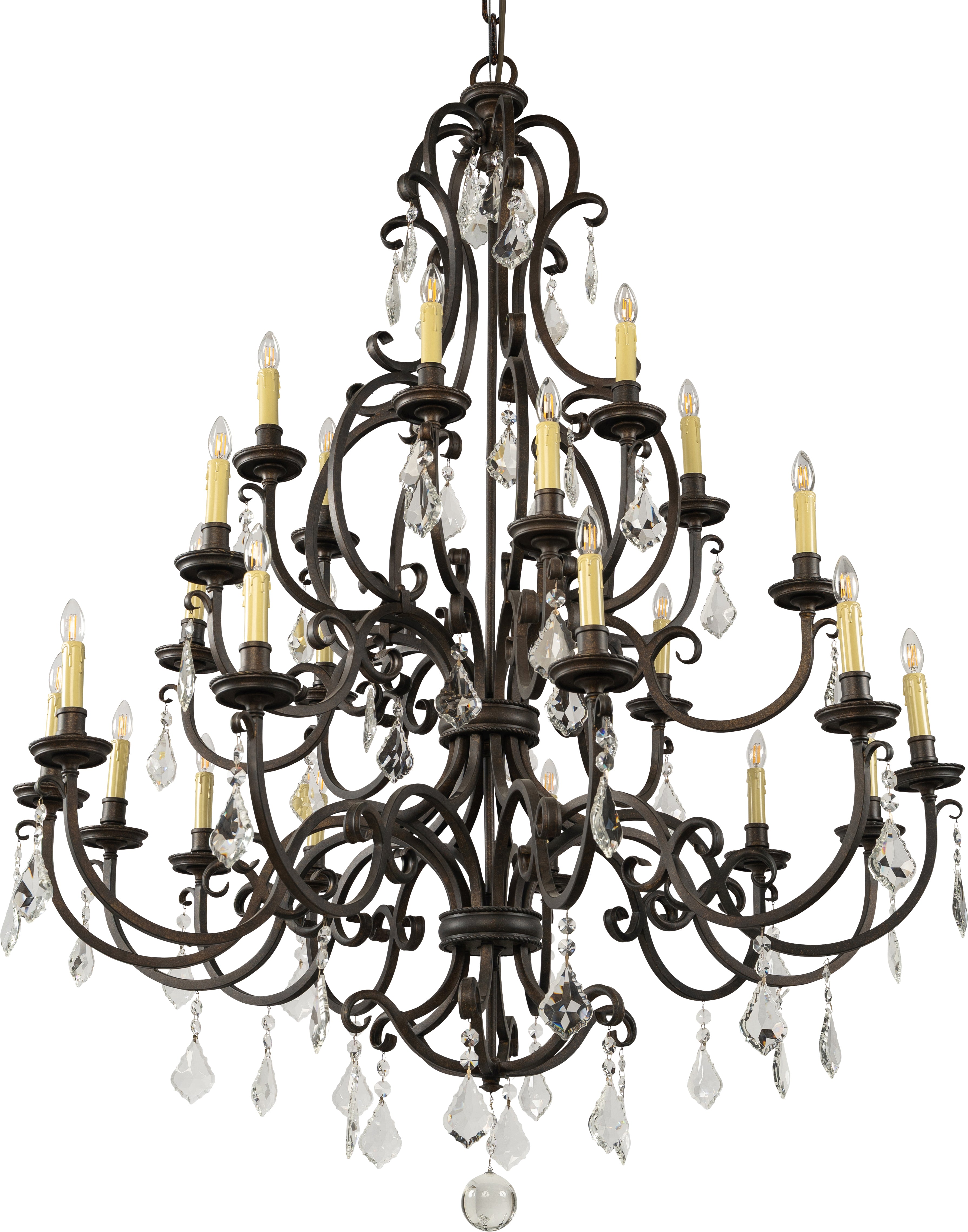 Louis 15th 24 Light Crystal Chandelier Bronze - 1000292