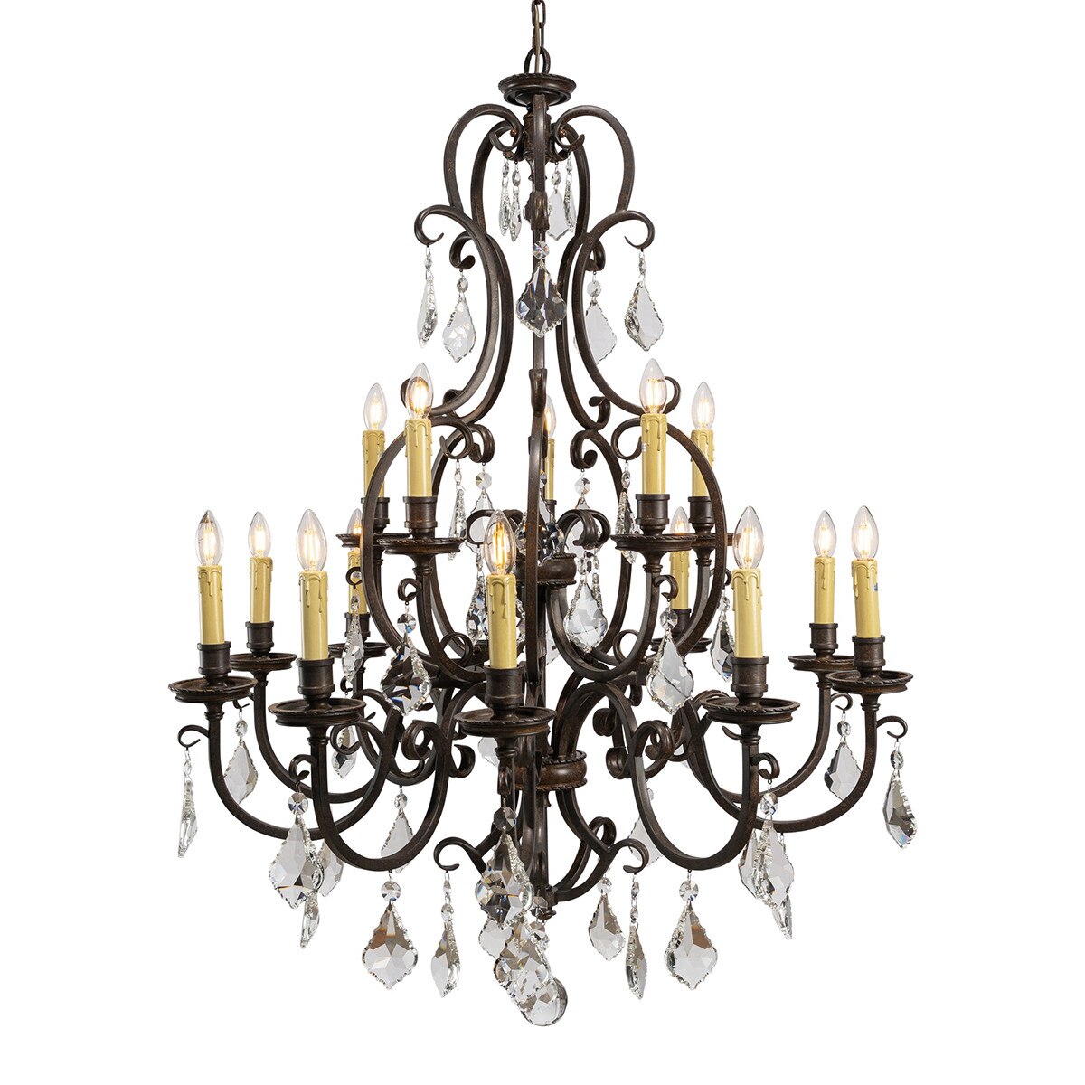 Louis 15th 15 Light Crystal Chandelier Bronze - 1000294