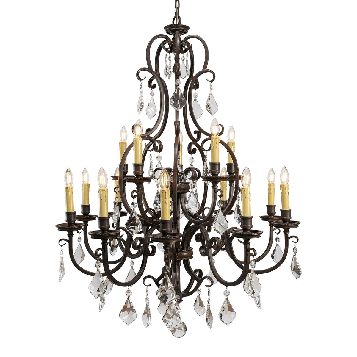 Louis 15th 15 Light Crystal Chandelier Bronze - 1000294