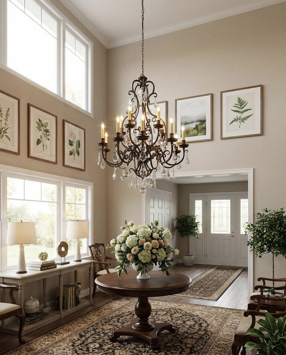Louis 15th 15 Light Crystal Chandelier Bronze - 1000294