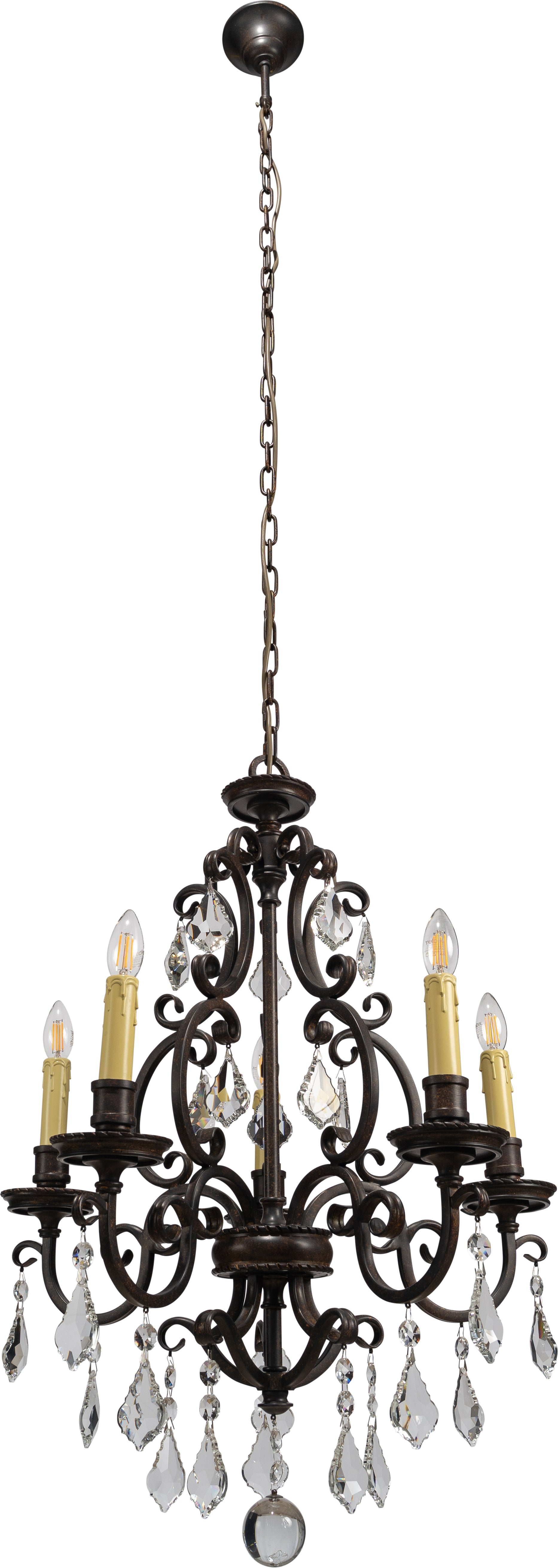 Louis 15th 5 Light Crystal Chandelier Bronze - 1000296