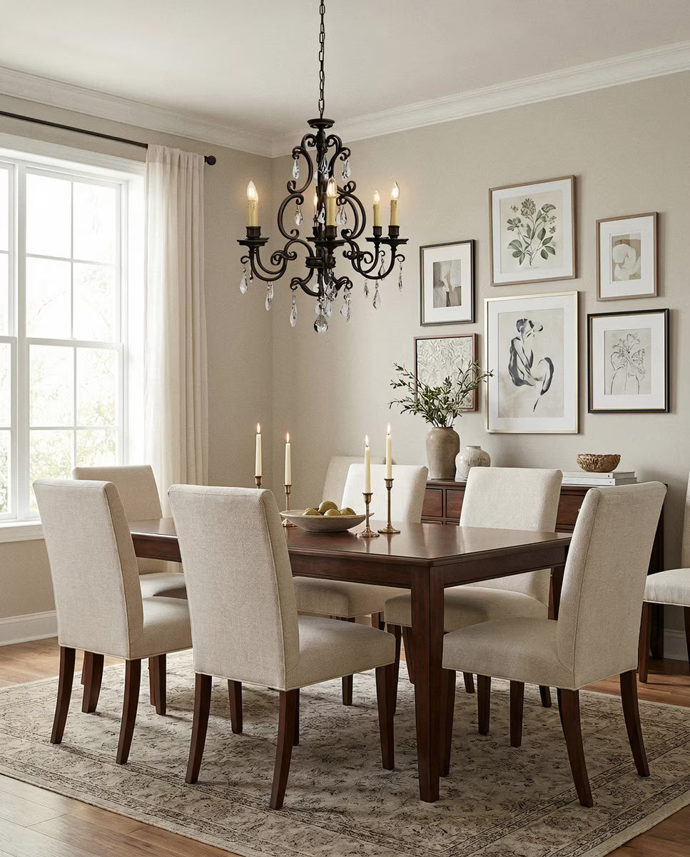 Louis 15th 6 Light Crystal Chandelier Bronze - 1000297
