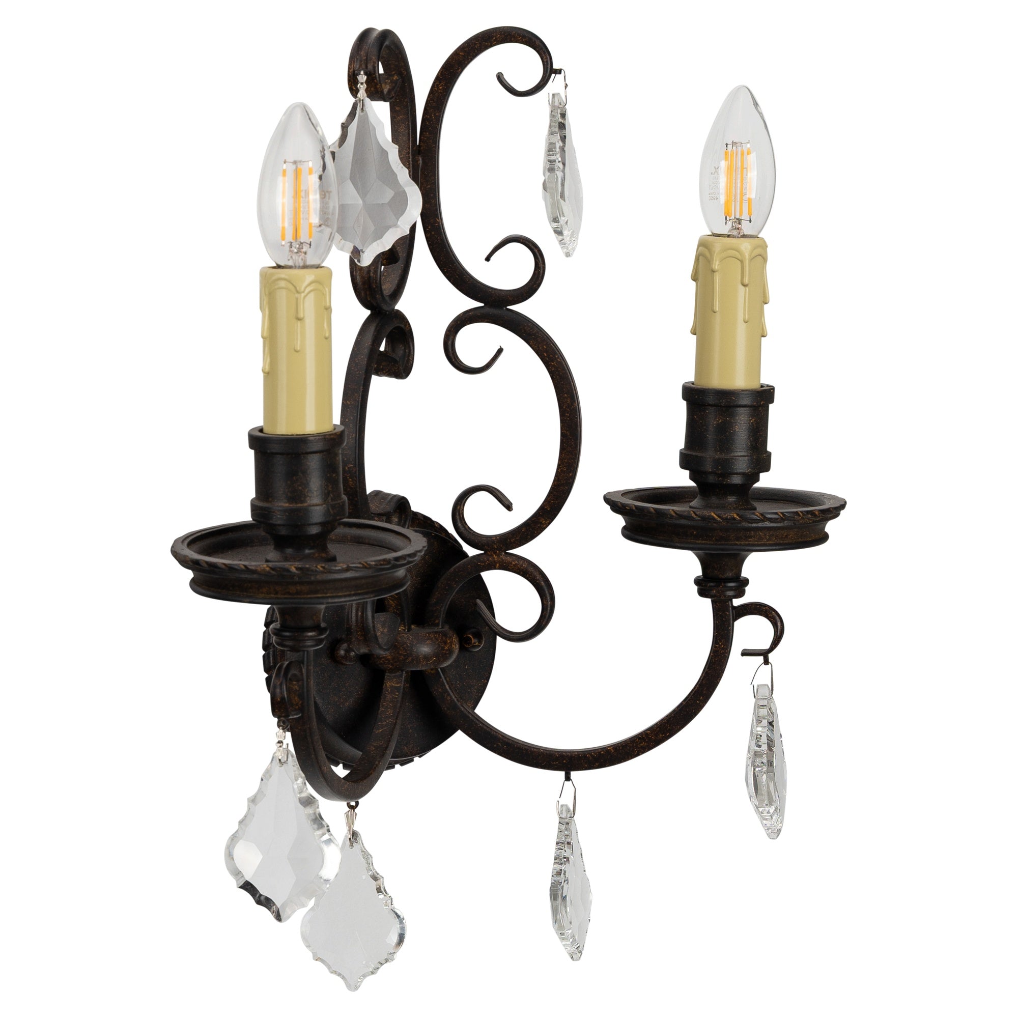 Louis 15th 2 Light Crystal Wall Light Bronze - 1000298