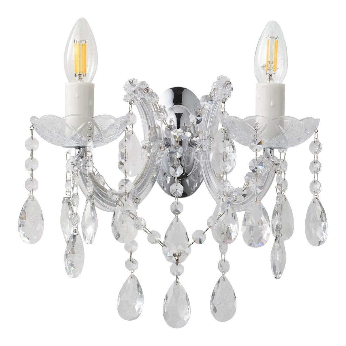 Zurich 2 Light Crystal Wall Light Chrome - 1000610