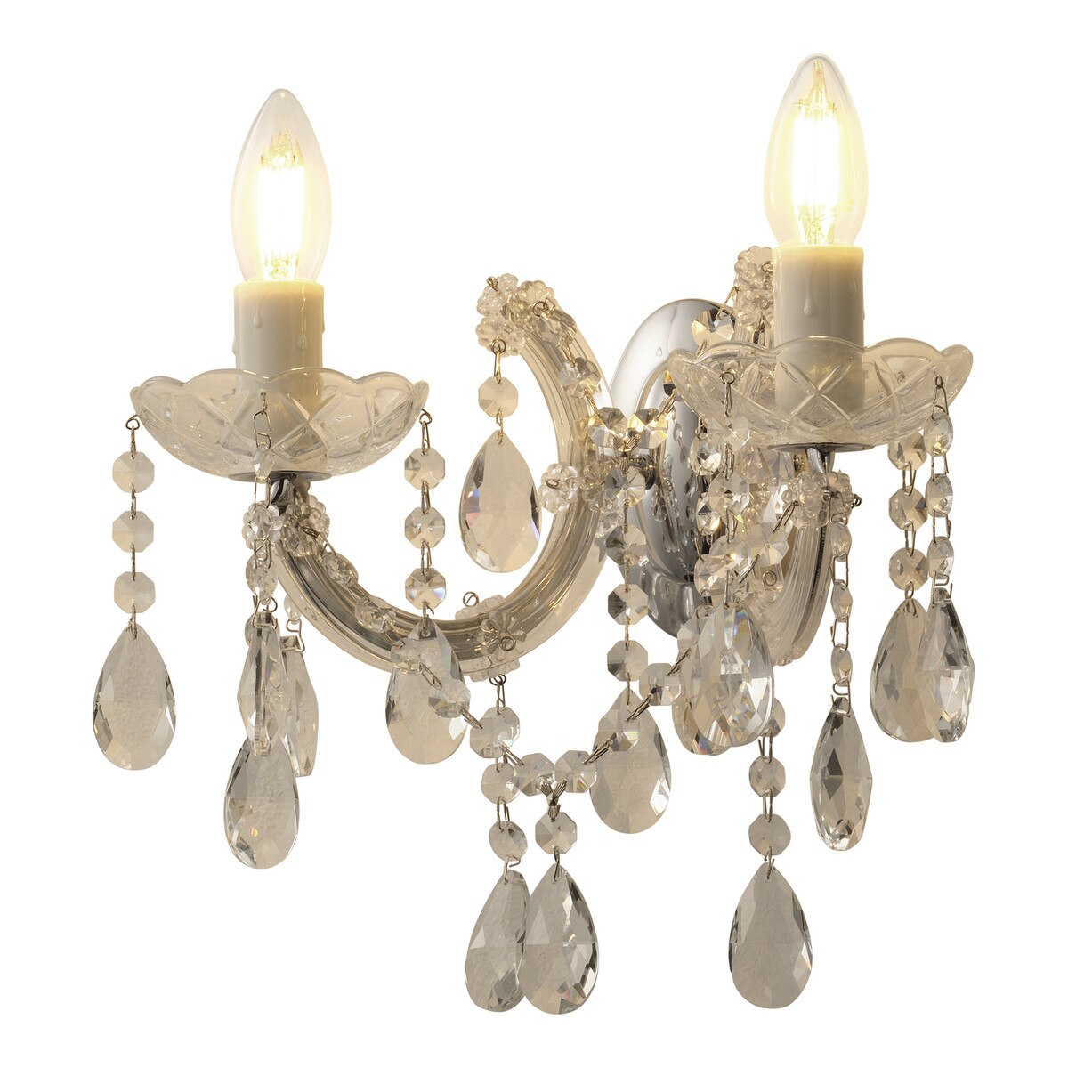 Zurich 2 Light Crystal Wall Light Chrome - 1000610