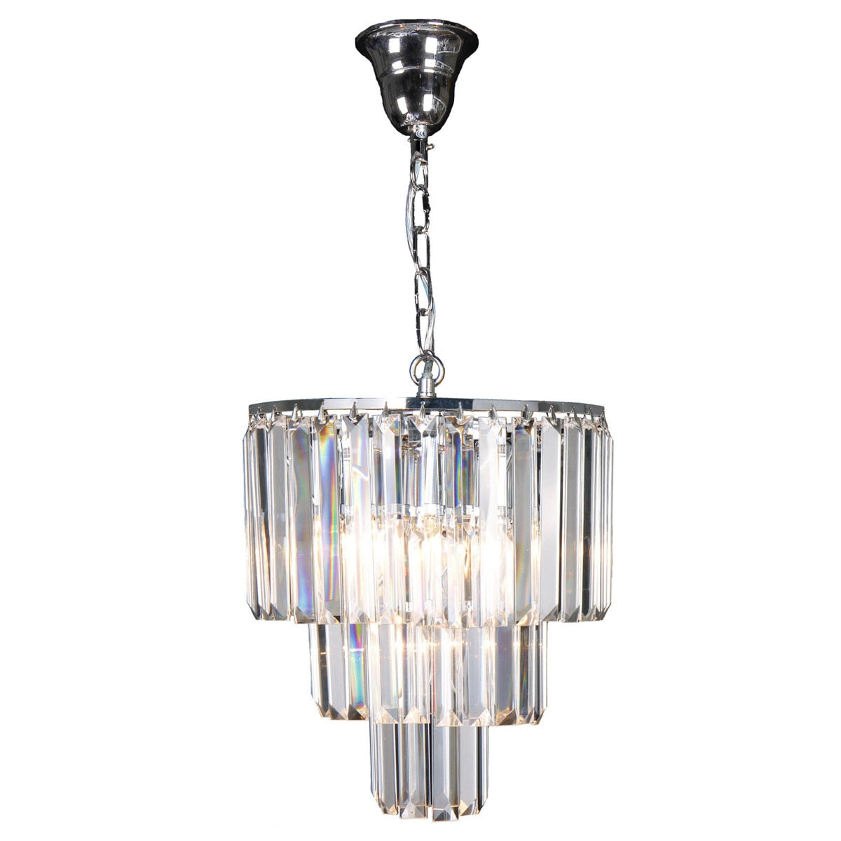 Celestial 3 Tier 4 Light Crystal Pendant Chrome - 1001098