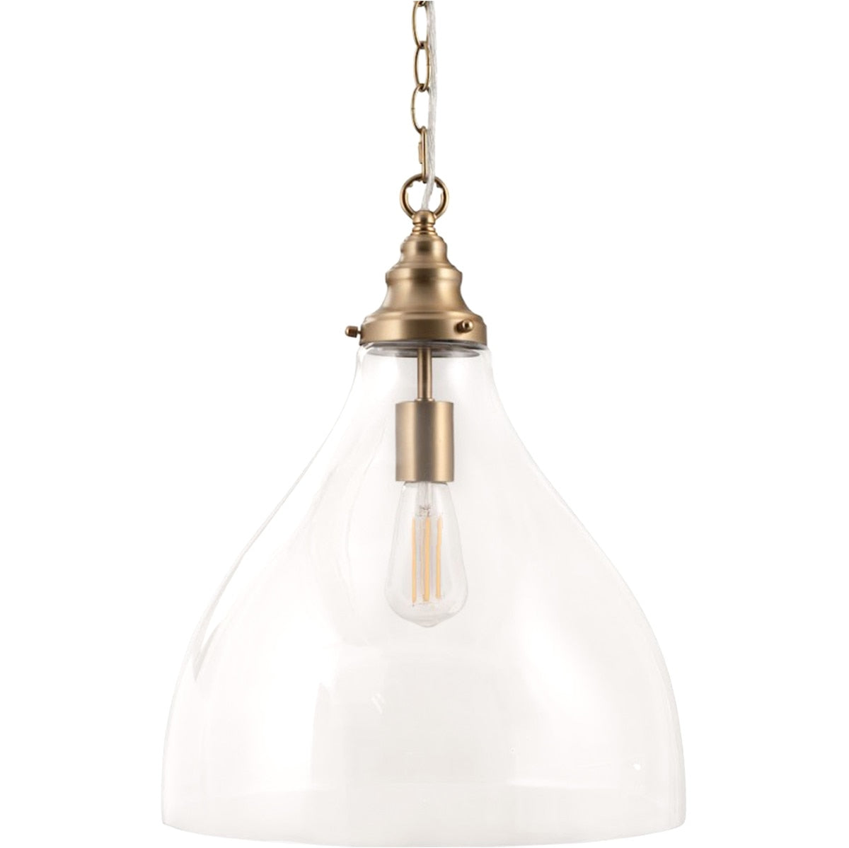 Keys Large Chain Pendant Light Satin Brass & Clear - 1001580