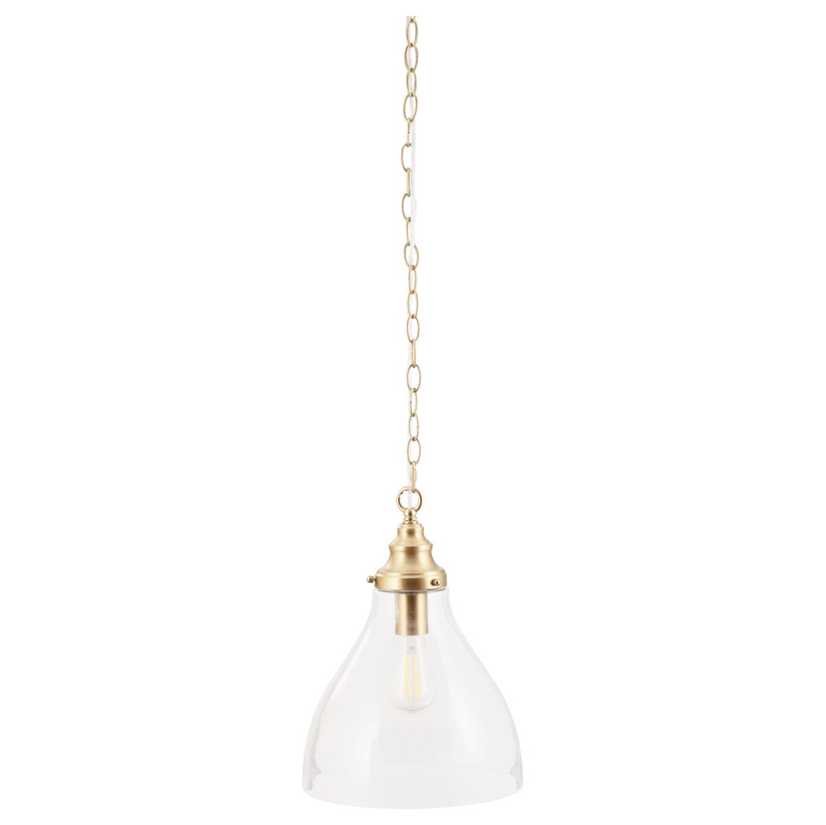 Keys Small Chain Pendant Light Satin Brass & Clear - 1001581