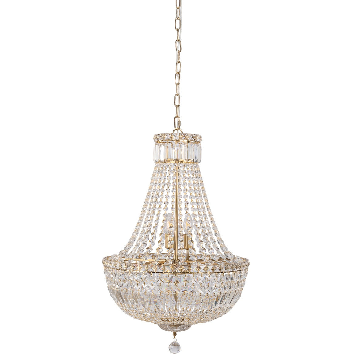 Classique Medium 6 Light Basket Crystal Glass Chandelier Satin Brass & Clear - 1001590