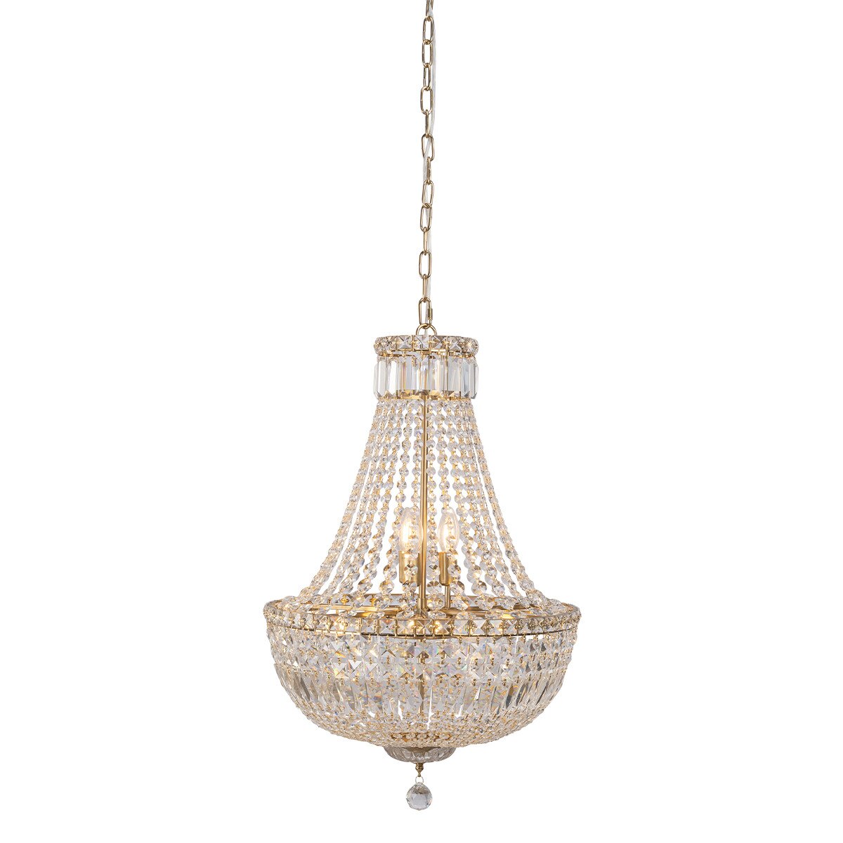 Classique Medium 6 Light Basket Crystal Glass Chandelier Satin Brass & Clear - 1001590
