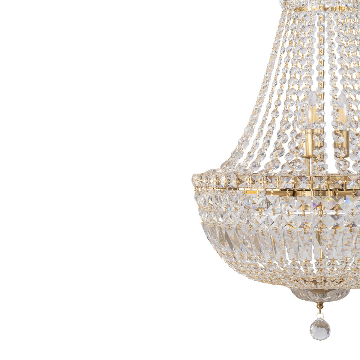 Classique Medium 6 Light Basket Crystal Glass Chandelier Satin Brass & Clear - 1001590