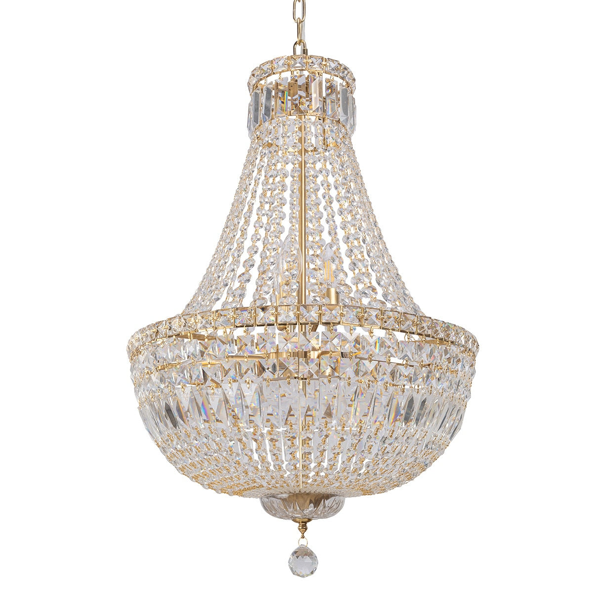 Classique Medium 6 Light Basket Crystal Glass Chandelier Satin Brass & Clear - 1001590