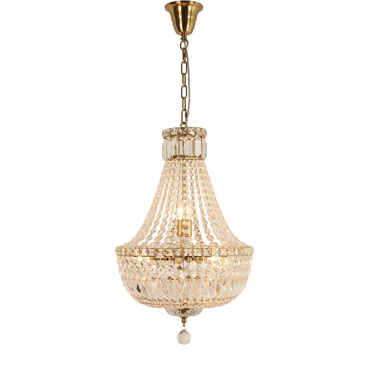 Classique Small 5 Light Basket Crystal Glass Chandelier Satin Brass & Clear - 1001591