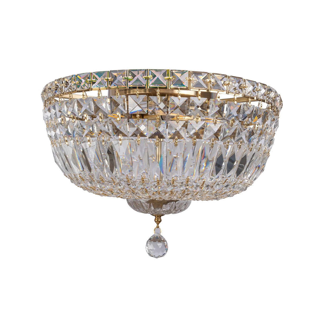 Classique Medium Flush 5 Light Crystal Glass Chandelier Satin Brass & Clear - 1001593