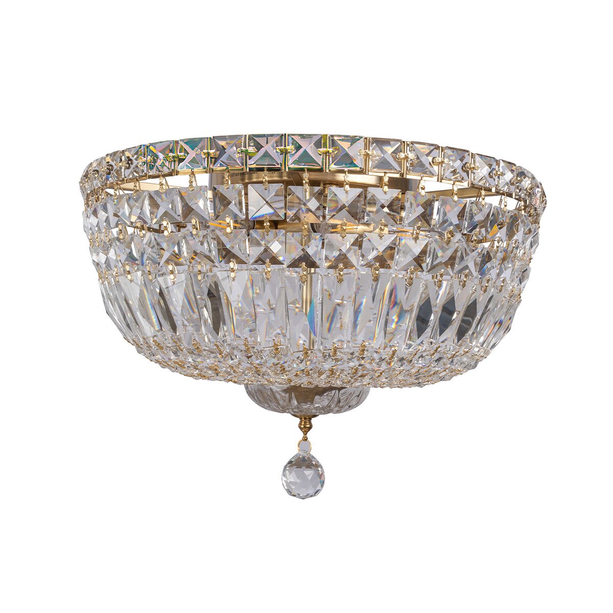 Classique Medium Flush 5 Light Crystal Glass Chandelier Satin Brass & Clear - 1001593