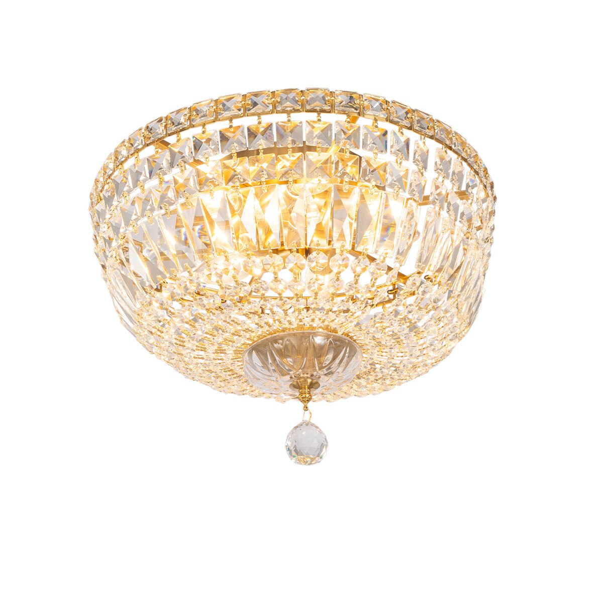 Classique Medium Flush 5 Light Crystal Glass Chandelier Satin Brass & Clear - 1001593