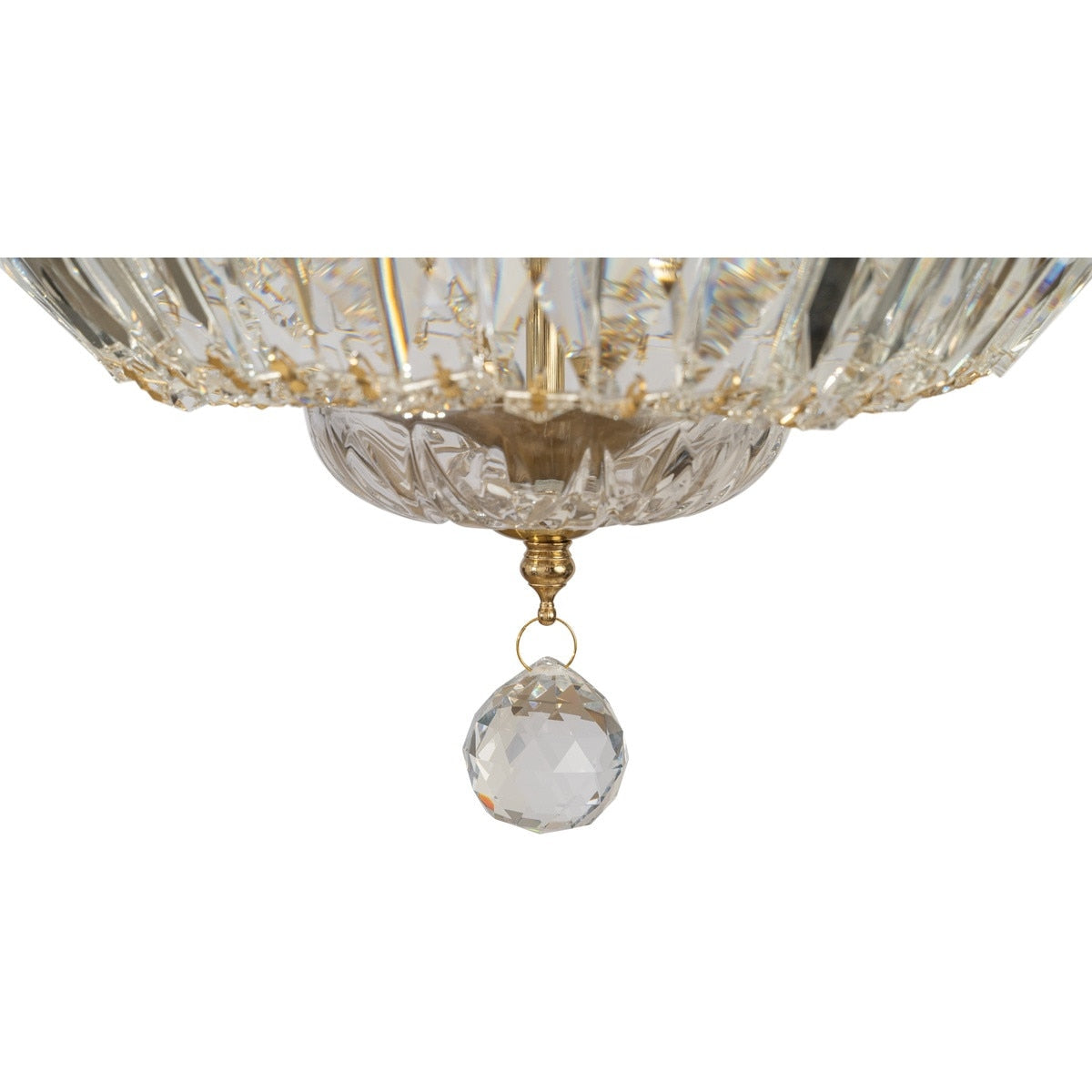 Classique Small 3 Light Flush Crystal Glass Chandelier Satin Brass & Clear - 1001594