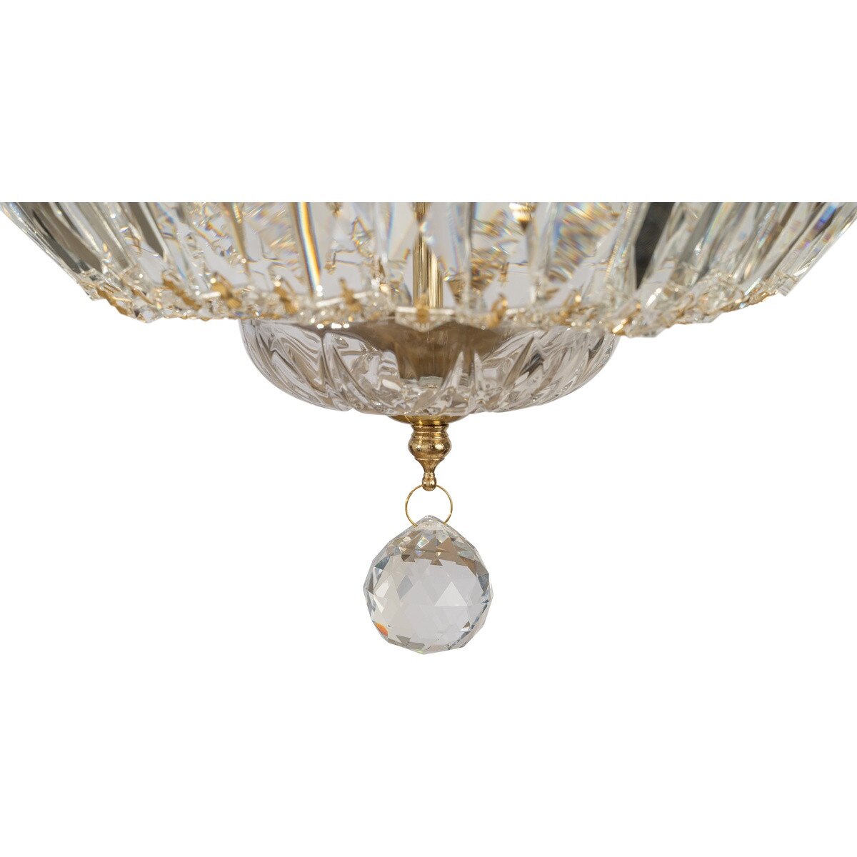 Classique Small 3 Light Flush Crystal Glass Chandelier Satin Brass & Clear - 1001594