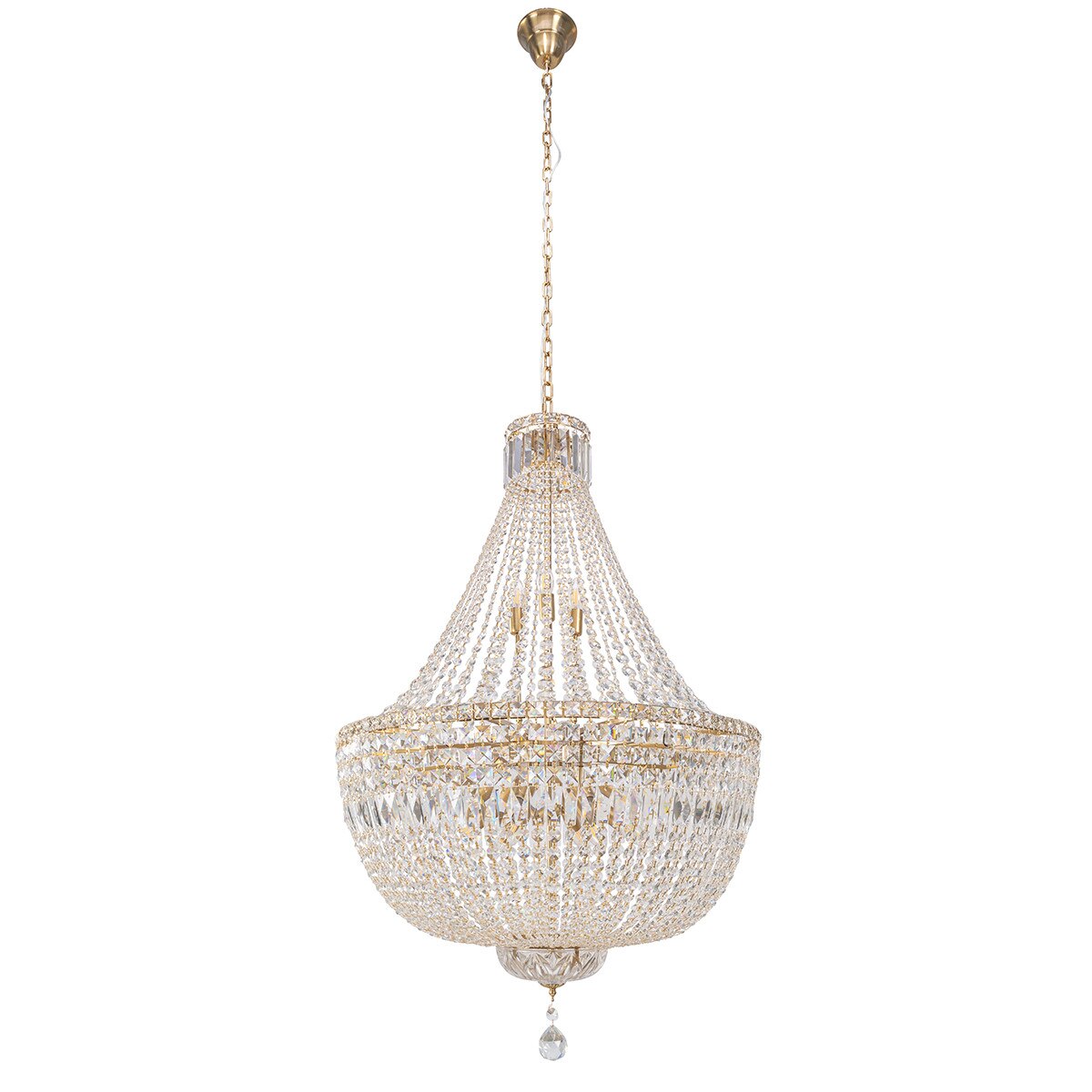 Classique 18 Light Basket Crystal Glass Chandelier Satin Brass & Clear - 1001595