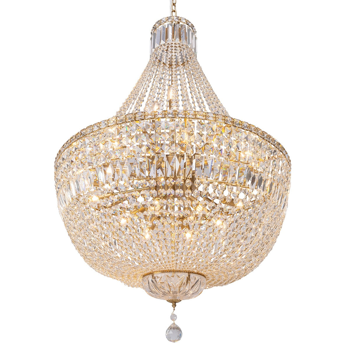 Classique 18 Light Basket Crystal Glass Chandelier Satin Brass & Clear - 1001595