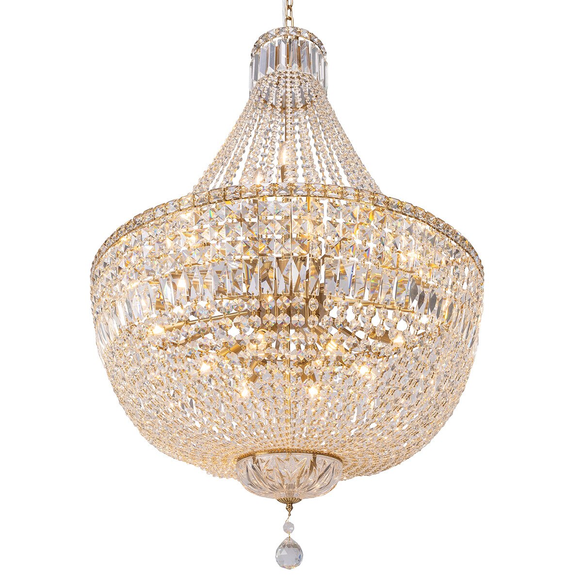 Classique 18 Light Basket Crystal Glass Chandelier Satin Brass & Clear - 1001595