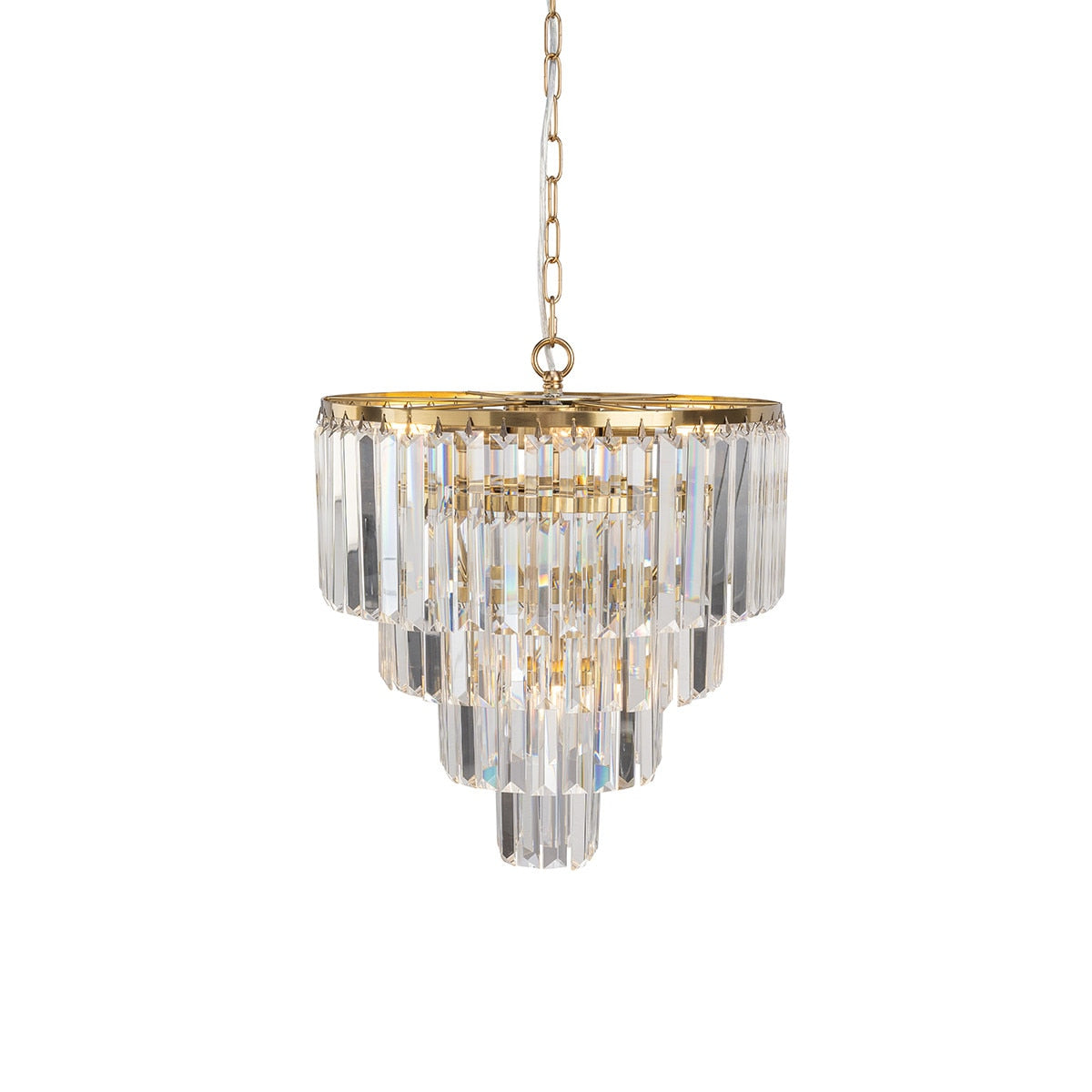 Celestial 5 Light 4 Tier Crystal Glass Chandelier Satin Brass & Clear - 1001599