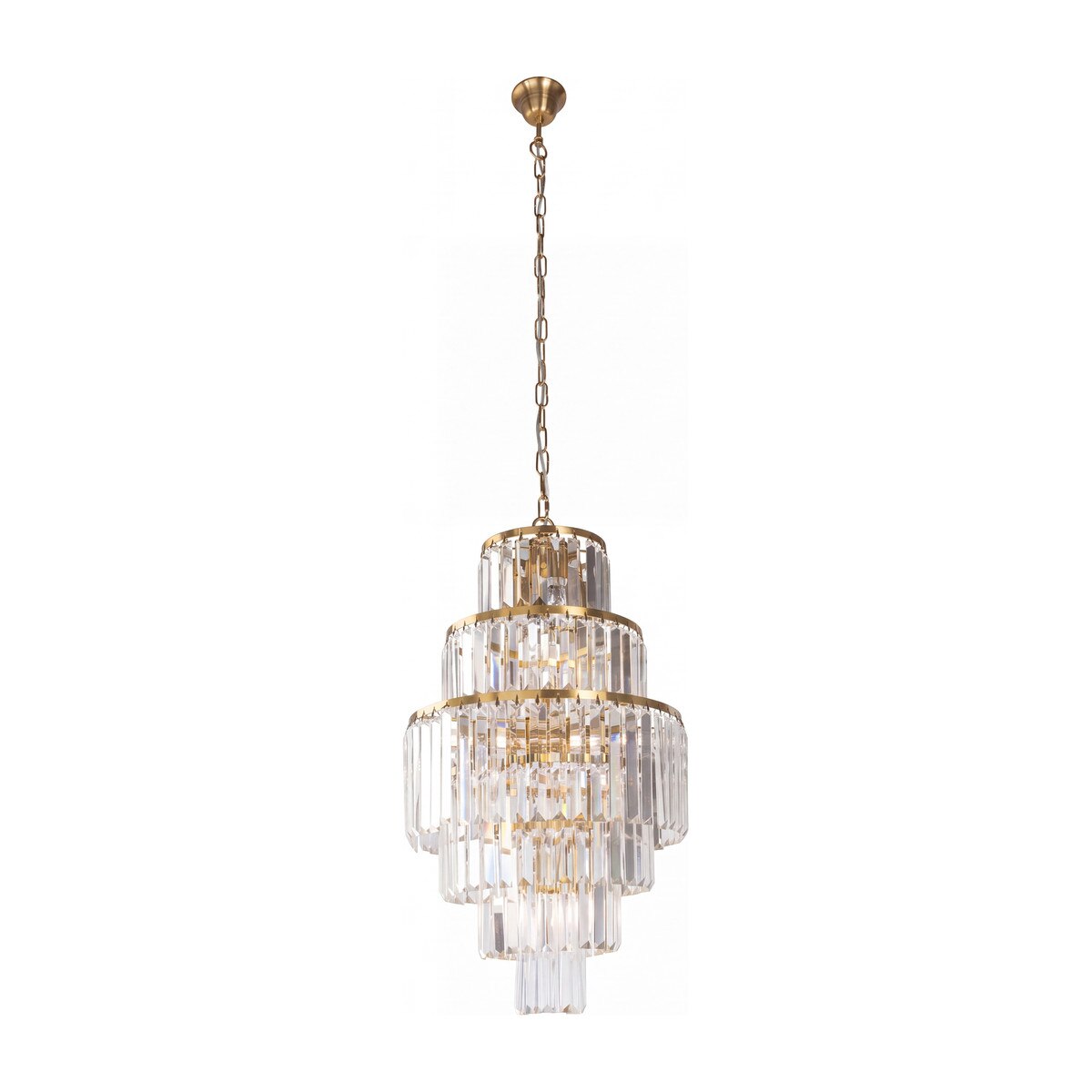 Celestial 9 Light 6 Tier Crystal Glass Chandelier Satin Brass & Clear - 1001600