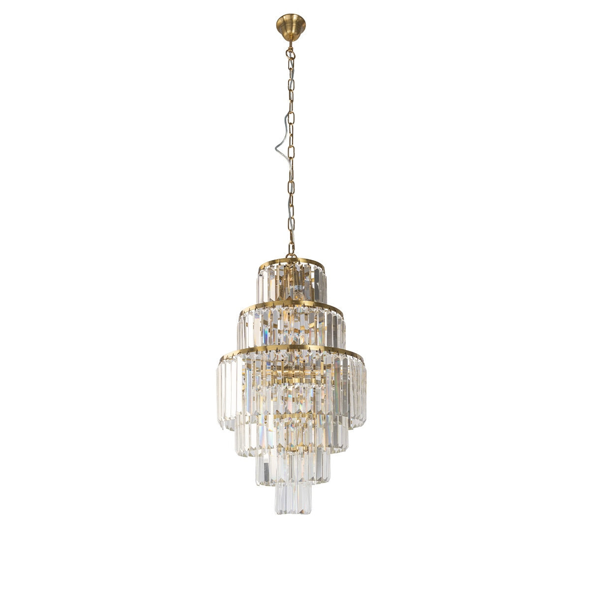 Celestial 9 Light 6 Tier Crystal Glass Chandelier Satin Brass & Clear - 1001600