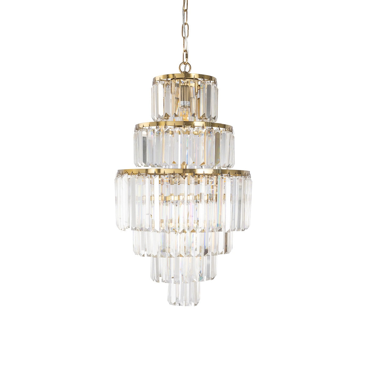 Celestial 9 Light 6 Tier Crystal Glass Chandelier Satin Brass & Clear - 1001600