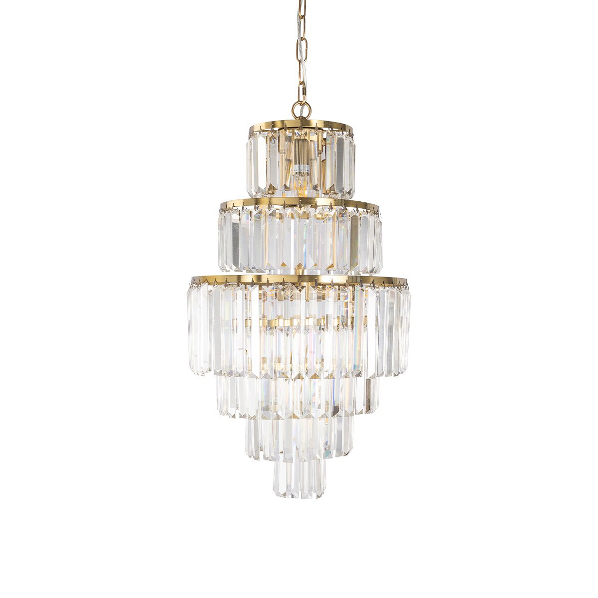Celestial 9 Light 6 Tier Crystal Glass Chandelier Satin Brass & Clear - 1001600