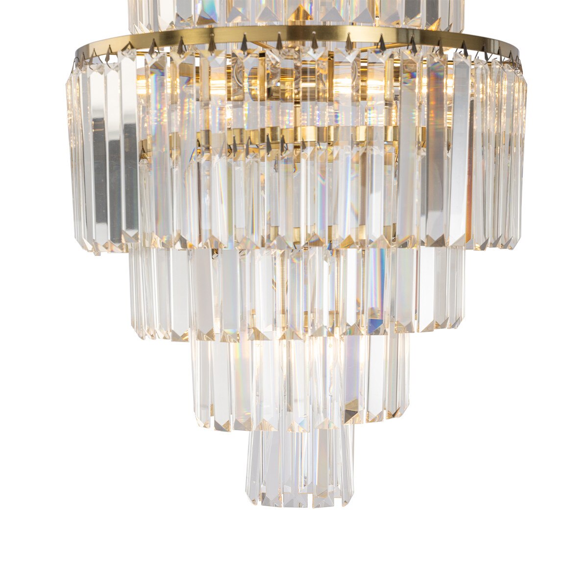 Celestial 9 Light 6 Tier Crystal Glass Chandelier Satin Brass & Clear - 1001600