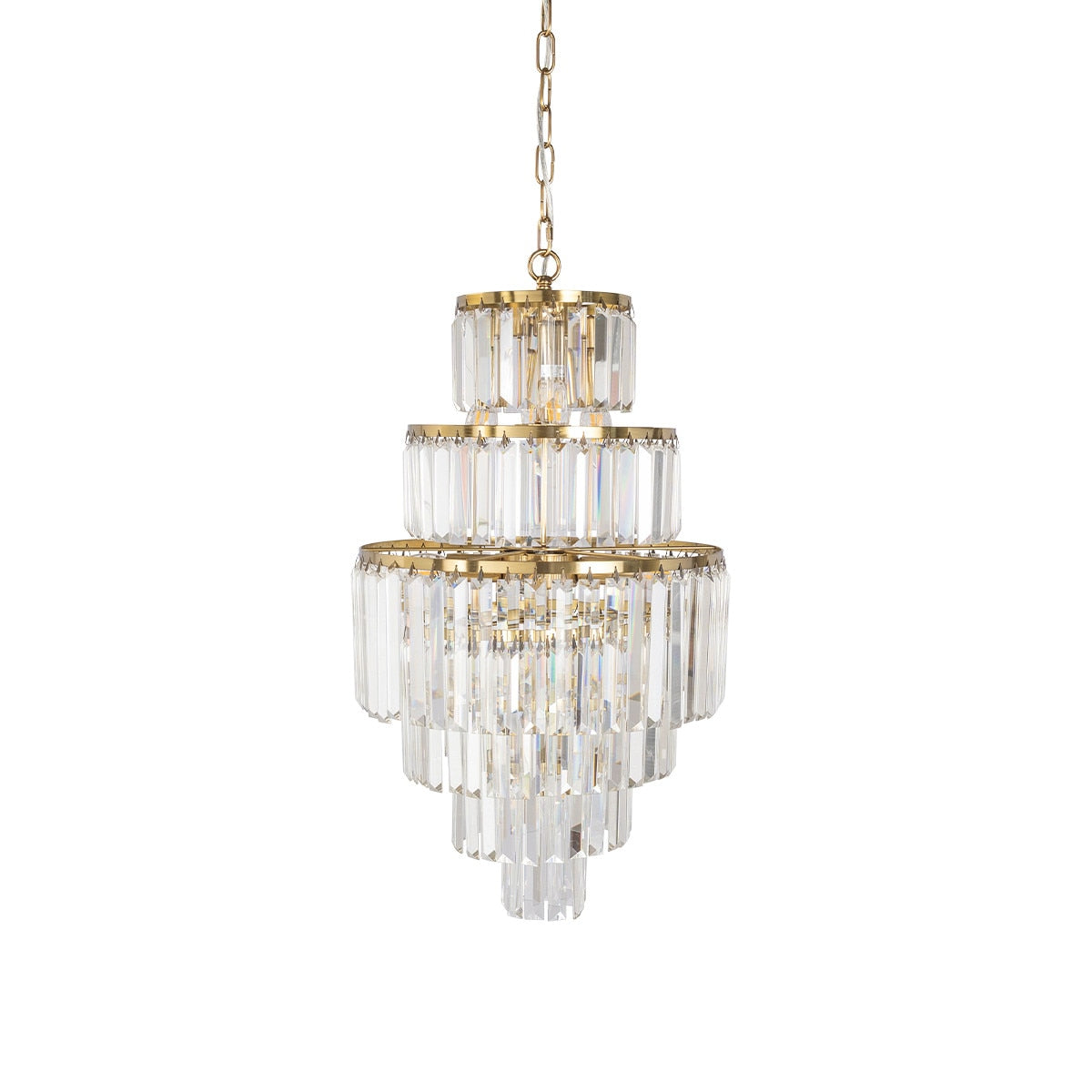 Celestial 9 Light 6 Tier Crystal Glass Chandelier Satin Brass & Clear - 1001600
